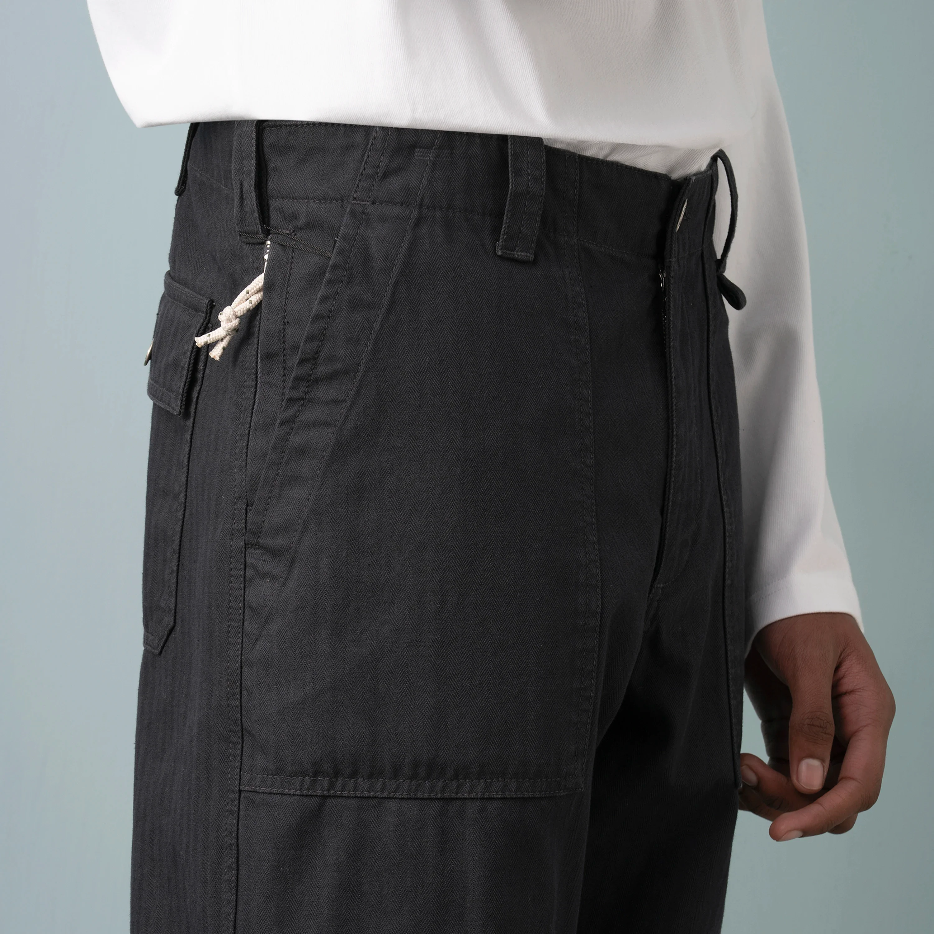 HERRINGBONE UTILITY TROUSERS - Image 4